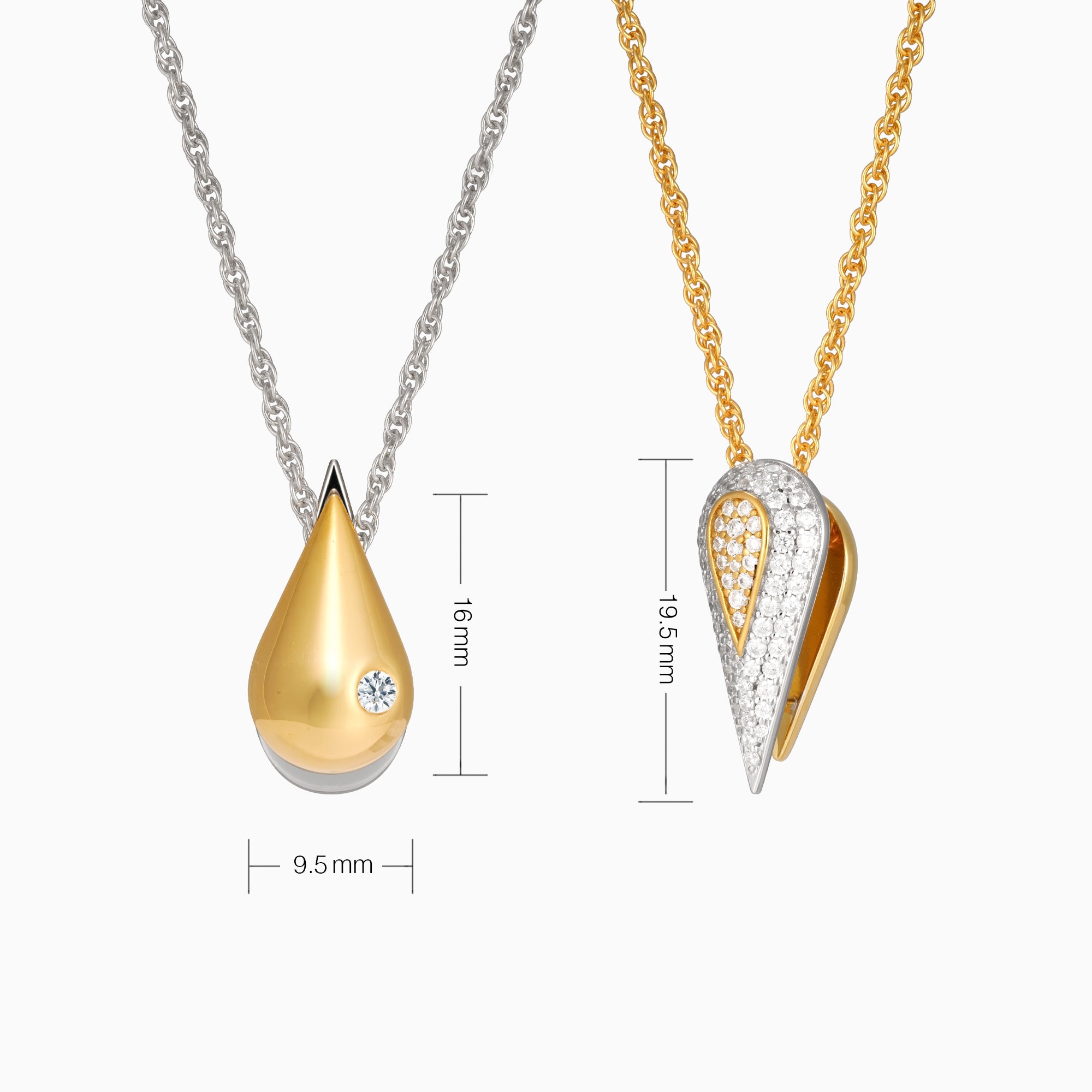 Pointed Waterdrop Necklace Measurements